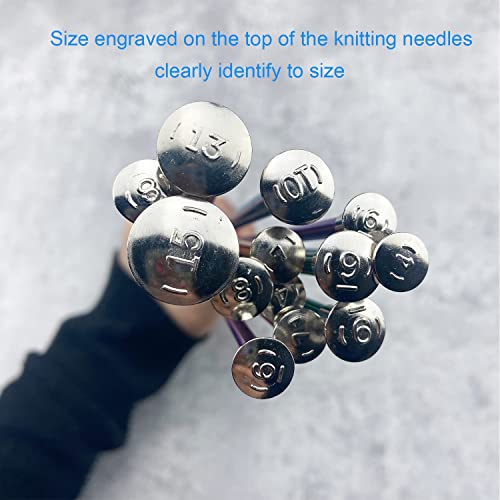 Weabetfu 65pcs Aluminum Metal Knitting Needle Set,Colored Straight Single Pointed Knitting Needles,12 Size 2.5mm-10mm,10inch Length for Handmade DIY Knitting with Knitting Accessories - Image 3