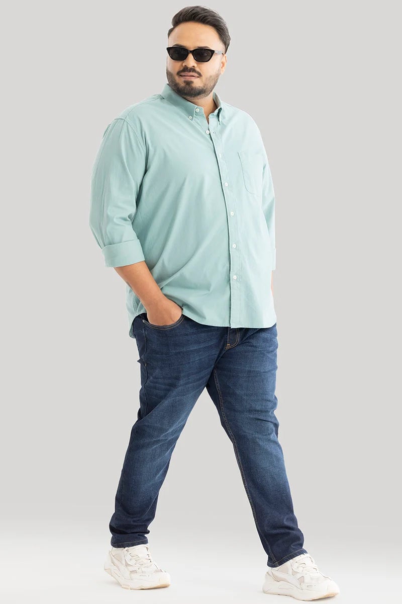 SNITCH Lucia Pastel Green Plain Plus Size Shirts - Image 3