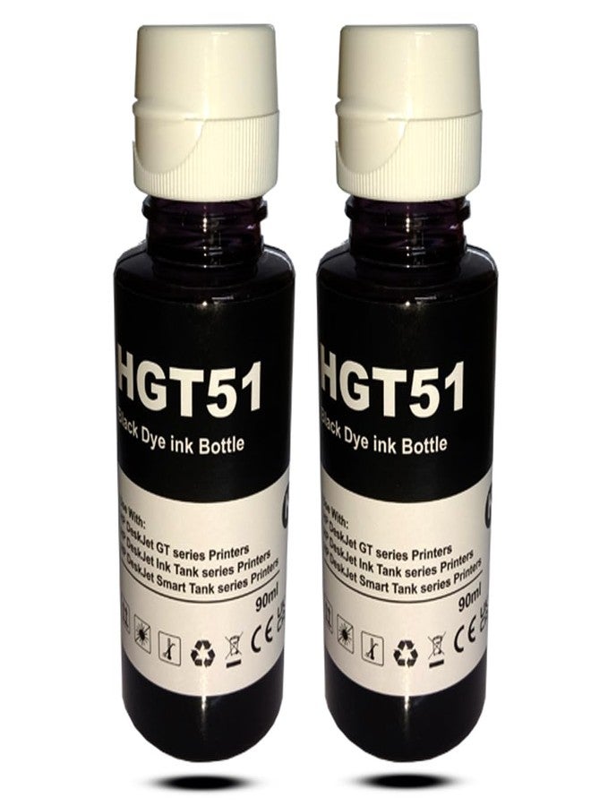 Hynear GT51/53Xl Refill Ink Bottle Tank Compatible for 115,310,315,316,319,410,415,419,500,515,516,530,GT5810,GT5820,GT5811,GT5821 Printers (90ml X 2 Bottle/Black) - Image 2