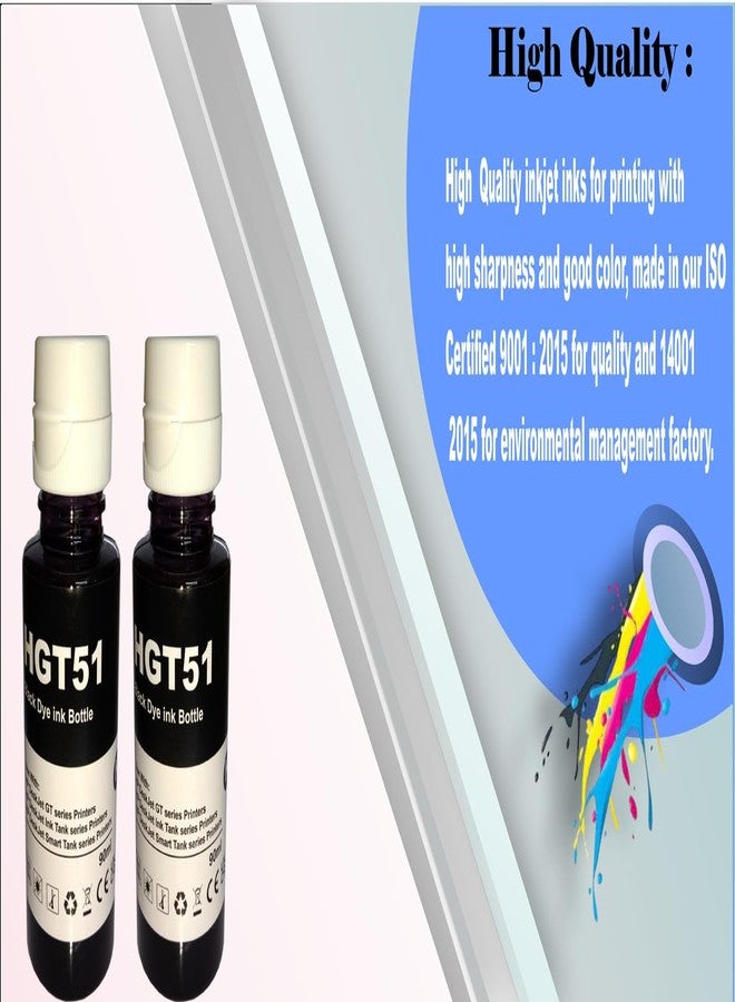 Hynear GT51/53Xl Refill Ink Bottle Tank Compatible for 115,310,315,316,319,410,415,419,500,515,516,530,GT5810,GT5820,GT5811,GT5821 Printers (90ml X 2 Bottle/Black) - Image 5
