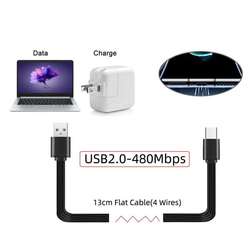 CY 13cm USB 2.0 Type-A Male to USB-C Type-C Male Data Flat Slim FPC Cable for FPV Disk Phone - Image 4