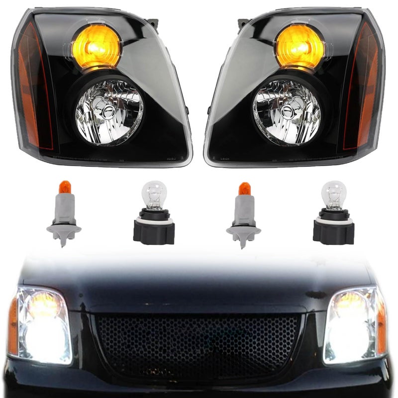 مجموعة مصابيح أمامية Misakomo لسيارة GMC Yukon XL 1500 2500 من 2007 إلى 2014 SLE SLT Base هجين استبدال 15861025 15861026 على طراز OE