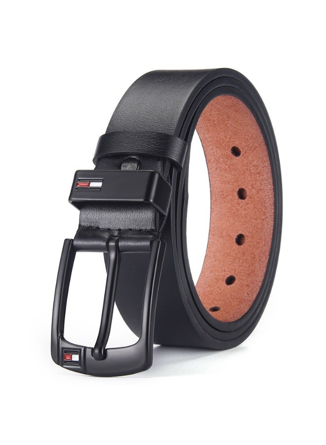 Men's Faux Leather Belt Pin Buckle Belt (Black) - Image 1