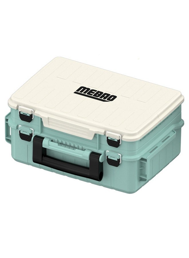 MEBAO Fishing Tackle Box Organizer, Double-Layer Lure & Bait Storage Case with Adjustable Dividers, 43×29.5×18.6 cm, Green - Image 1