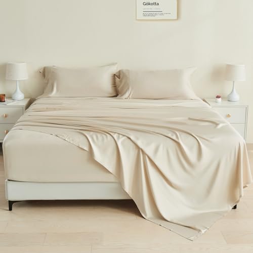 GOKOTTA Full Size Bed SheetsSoft Cooling Breathable Sheets15 Deep Pocket Full Size Sheets with Elastic Corner Straps Moisture WickingDouble Stitching