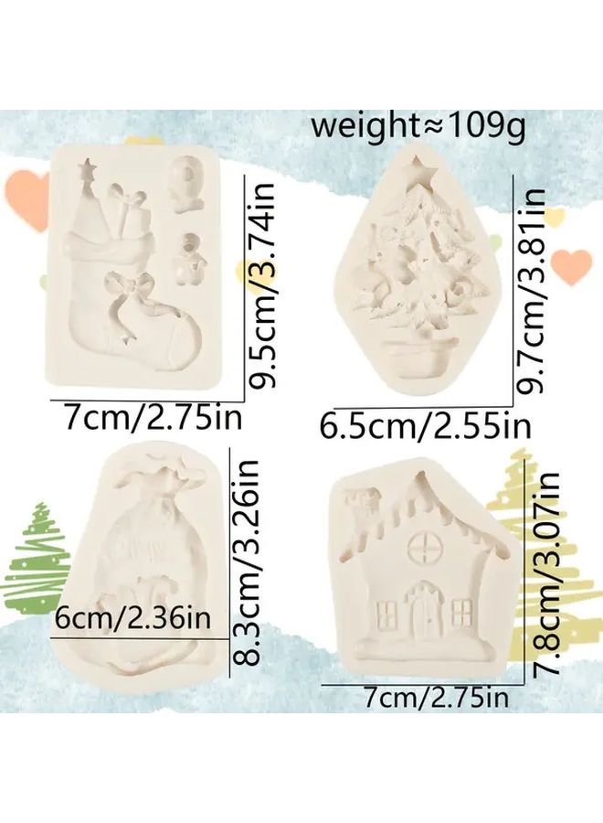 Christmas Silicone Molds Model Y132 4pcs Tree Stocking Baking Fondant Chocolate Biscuit Cake Decoration DIY - Image 3