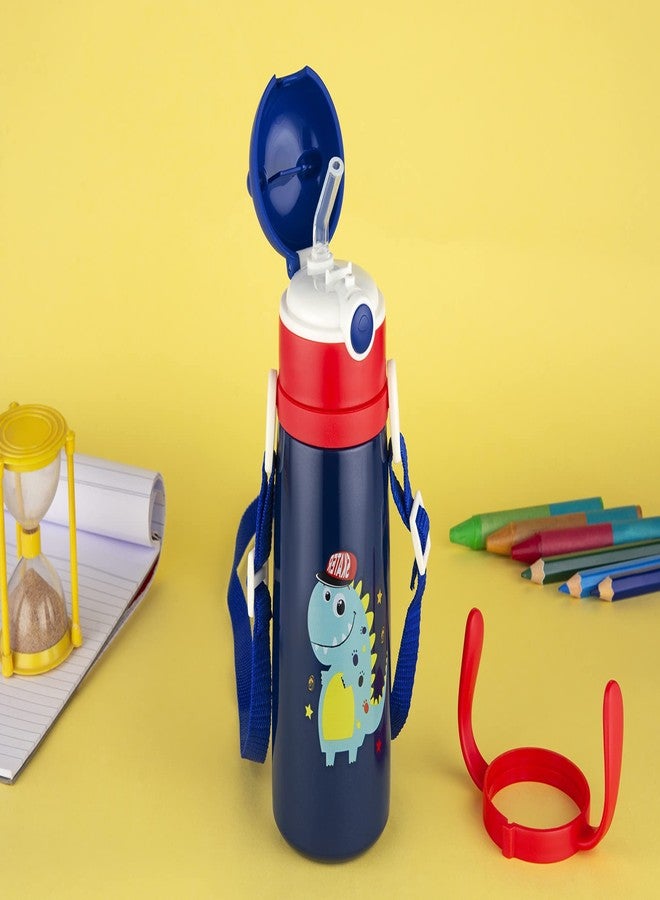 Zerya Goofy 380 ML Vacuum Thermo Seal Insulated Double Wall Steel Body Baby Sipper with One Touch Opening & Silicon Straw,Long Retention of Temperature of Hot & Cold Liquids (Blue) - Image 5