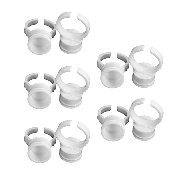 4beauty Therapy 4beauty Therapy 100pc Microblading Permanent Makeup Pigment Rings with Cup Caps Tattoo Ink Holder use for eyebrow eyeliner lip  - Image 2