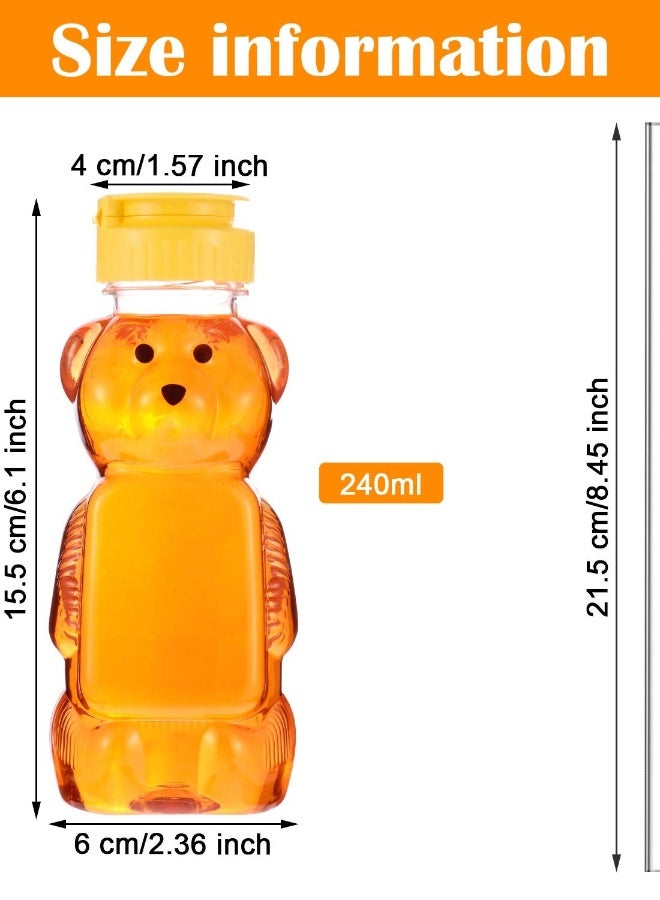 Set of 4 Honey Bear Juice Bottles with Soft Silicone Straws, Reusable Plastic Drinking Cups for Daily Use in Bright Yellow - Image 2
