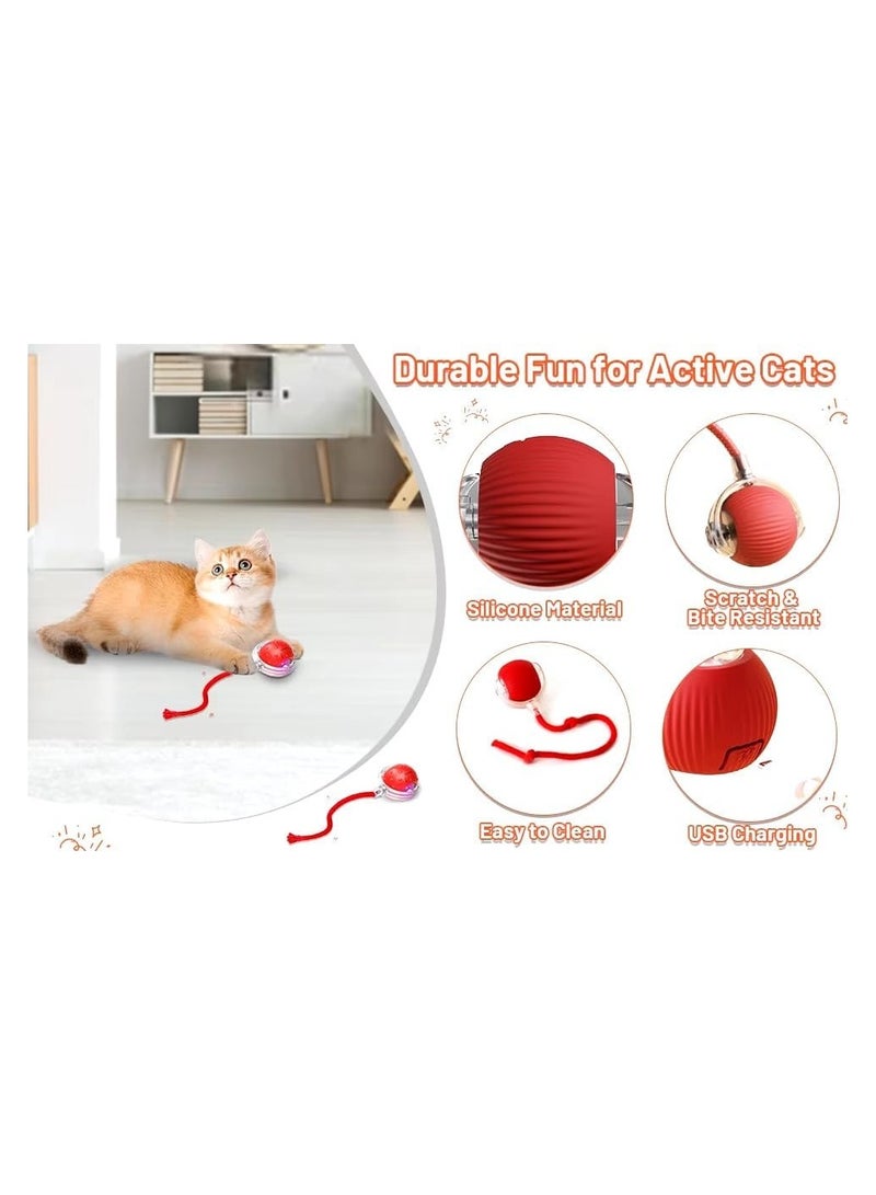 Chewie Ball - Chewie Viral Rolling Ball, Interactive Cat Ball Toy, Chewie Ball For Dogs, Smart Automatic Rolling Pet Ball, Automatic 360° Rotating Rolling Ball With Usb Charging (Red) - Image 4