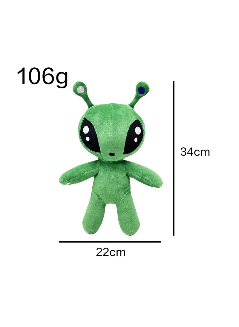 Alien Plush Toy,Green Alien Pillow for Kids' Room Decor,Big-Eyed Alien Gift for Animation Fans and Kids Birthday（34cm）