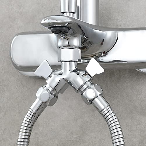 Tecmolog Brass Shower Splitter 2 Way Shower Arm Diverter with Shut Off Valve G 1/2 for Shower Head Chrome, DSF017 - Image 4