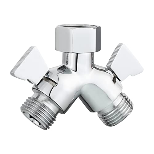 Tecmolog Brass Shower Splitter 2 Way Shower Arm Diverter with Shut Off Valve G 1/2 for Shower Head Chrome, DSF017 - Image 1