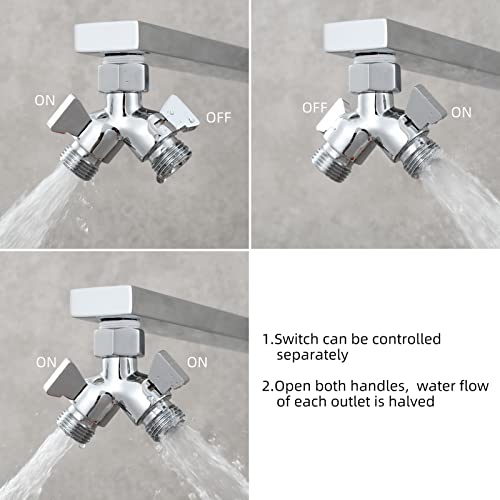 Tecmolog Brass Shower Splitter 2 Way Shower Arm Diverter with Shut Off Valve G 1/2 for Shower Head Chrome, DSF017 - Image 5