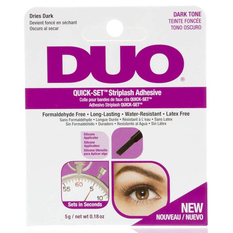لاصق رموش شريط DUO QuickSet بلون داكن يجف بسرعة يدوم طويلاً مقاوم للماء 018 أونصة 1 عبوة