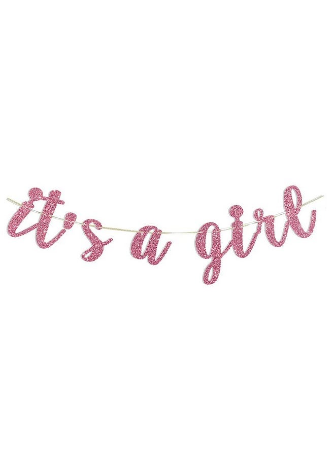 Oarkive - It'S A Girl Banner Pink Glitter Baby Girl Baby Shower Party Pregnant Af Baby 1St Birthday Party Decorations Party Supplies - Image 1