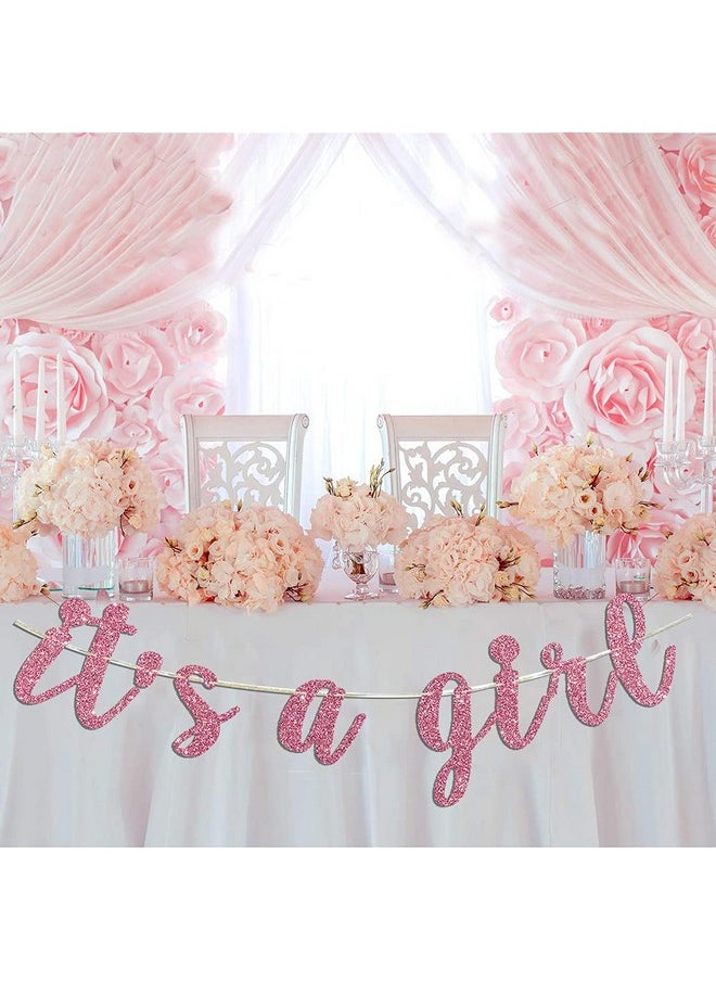 Oarkive - It'S A Girl Banner Pink Glitter Baby Girl Baby Shower Party Pregnant Af Baby 1St Birthday Party Decorations Party Supplies - Image 1
