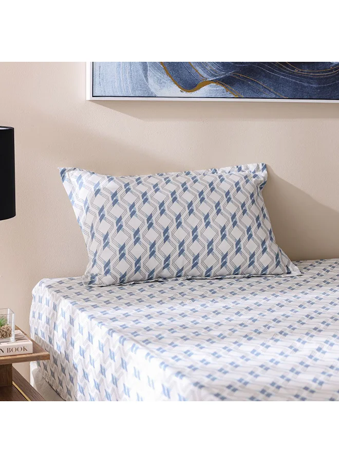 DANUBE HOME Danube Home Bliss 2 Piece Single Fitted Sheet Set 120x200 cm Lt. Blue | Cotton /Viscos -180 Thread Count Bedding Set For Bedroom