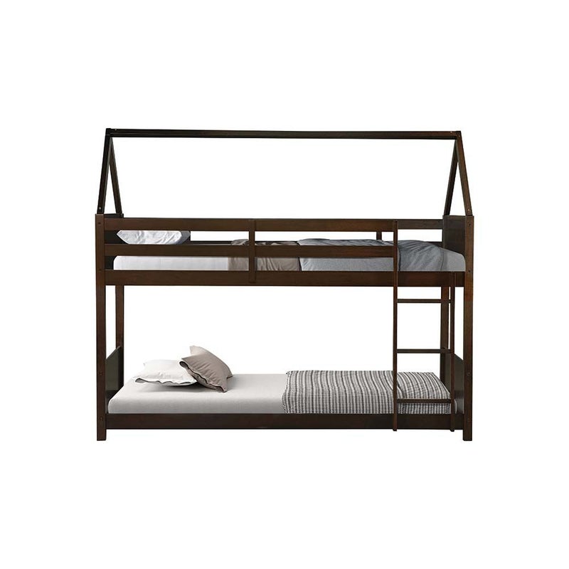 DANUBE HOME Derby House V2 90x200 Solid Wood Bunk Bed | Modern Design Wooden Kids Bunk Bed Frame Furniture | Comfortable Bed (Mattress Not Included) - Espresso - Image 4