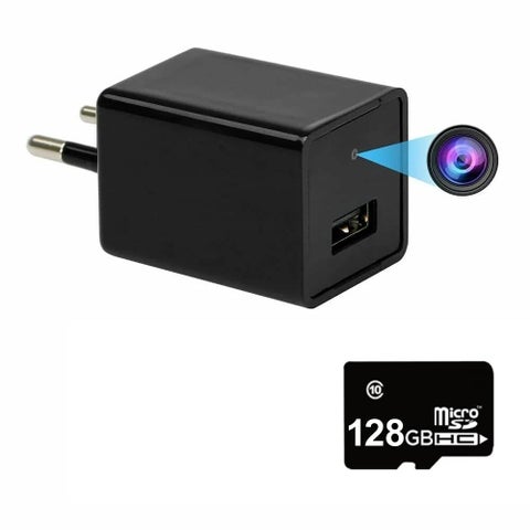 TECHNOVIEW Wired 1080p Full HD Camera Work 24 Hours with Power Audio and Video Recording Charger with 128GB SD Card No WiFi Needed