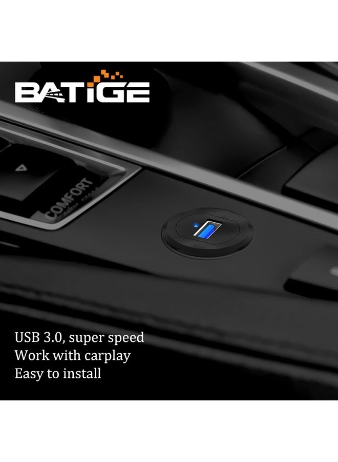 BATIGE Alloy Single Port USB 3.0 Dashboard Port Car Mount Flush Cable, Male to Female Waterproof Extension Cable for Car Truck Boat Motorcycle with LED Indicator - 3ft - Image 3