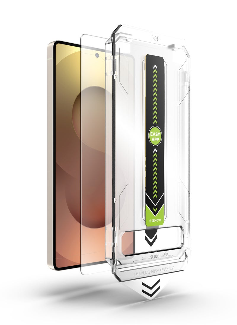 Screen Protector Samsung S25 Plus/S24 Plus Clear, Easy Installation High Quality, 9H Hardness, A++ Grade Protect your phone screen with top-tier quality using a clear, custom-fit tempered glass protector. It features ultra-precise, effortless installation with a smart alignment frame, ensuring a perfect, bubble-free fit in one touch. Crafted from premium Asahi Japanese tempered glass, rated 9H for maximum scratch resistance, and certified A++ for durability and clarity. Supports full touch sensitivity, fingerprint resistance, and ultra-clear transparency — with a stylish black edge.