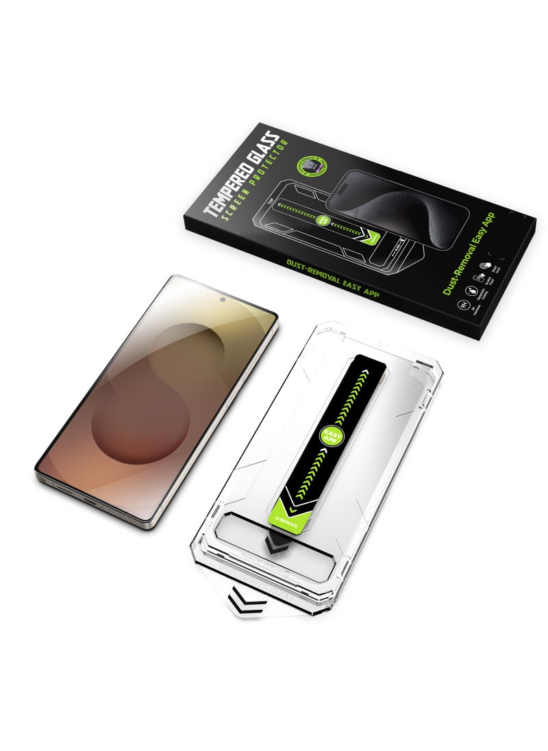 Screen Protector Samsung S25 Plus/S24 Plus Clear, Easy Installation High Quality, 9H Hardness, A++ Grade Protect your phone screen with top-tier quality using a clear, custom-fit tempered glass protector. It features ultra-precise, effortless installation with a smart alignment frame, ensuring a perfect, bubble-free fit in one touch. Crafted from premium Asahi Japanese tempered glass, rated 9H for maximum scratch resistance, and certified A++ for durability and clarity. Supports full touch sensitivity, fingerprint resistance, and ultra-clear transparency — with a stylish black edge.