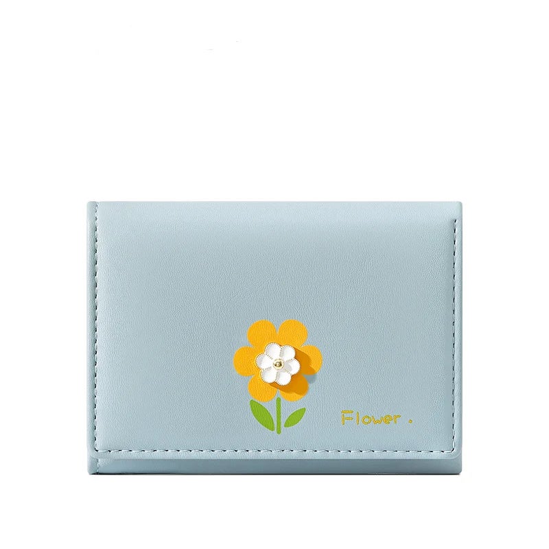 محفظة وحاملة بطاقات جلد أزرق تحتوي على جيوب متعددة للنقود والبطاقات