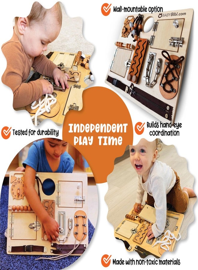 BabyBibi Large Montessori Busy Board - 10-in-1 Sensory Activity Toy for Toddlers with Locks, Shoelaces & More - Education Travel Toy for Boys & Girls Ages 3+ - Image 3
