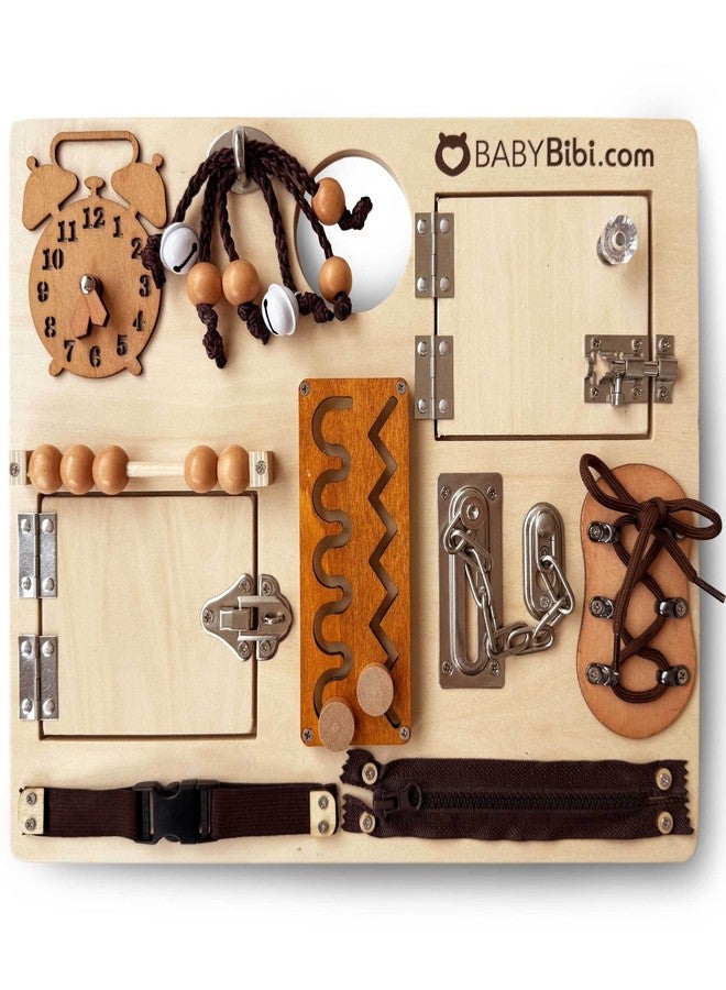 BabyBibi Large Montessori Busy Board - 10-in-1 Sensory Activity Toy for Toddlers with Locks, Shoelaces & More - Education Travel Toy for Boys & Girls Ages 3+ - Image 1