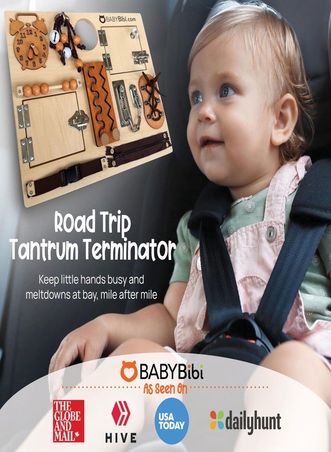 BabyBibi Large Montessori Busy Board - 10-in-1 Sensory Activity Toy for Toddlers with Locks, Shoelaces & More - Education Travel Toy for Boys & Girls Ages 3+ - Image 4