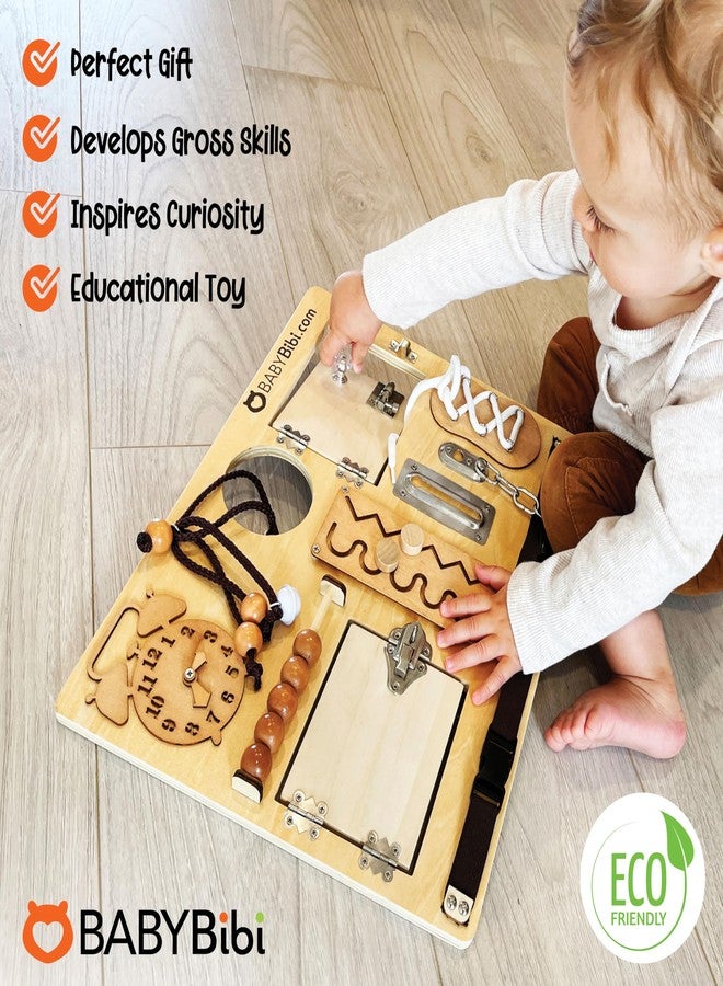 BabyBibi Large Montessori Busy Board - 10-in-1 Sensory Activity Toy for Toddlers with Locks, Shoelaces & More - Education Travel Toy for Boys & Girls Ages 3+ - Image 5
