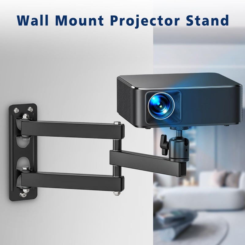 Jubor Foldable Projector Wall Mount, Adjustable Projector Mount, 360° Rotatable, Ceiling Wall Projector Mount, Metal Projector Stand with 1/4 Thread - Image 2