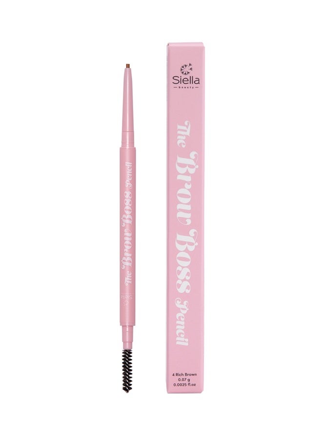 Siella Beauty The Brow Boss Waterproof Eyebrow Pencil For Drawing Fine Lines To Give Natural Look Which Lasts For Upto 16 hours Pencil Rich Brown  - Image 1