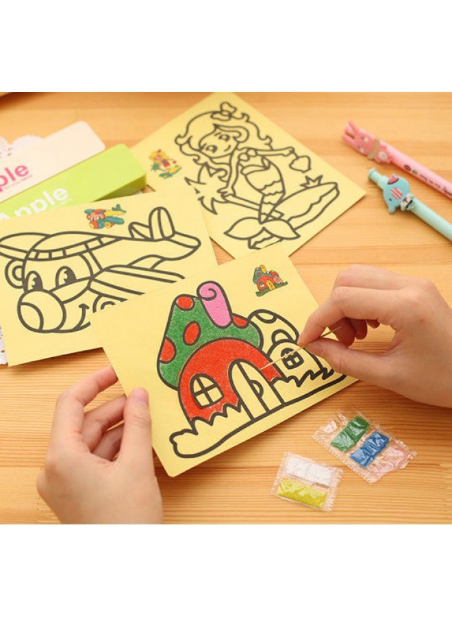 T Educational Toys Cartoon Medium Sand Painting Kindergarten Diy Handmade Materials Children With Six Color Sand Manufacturers - Image 2
