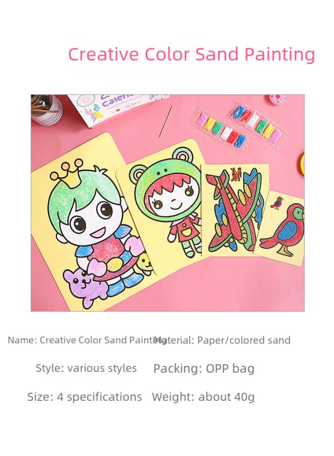 T Educational Toys Cartoon Medium Sand Painting Kindergarten Diy Handmade Materials Children With Six Color Sand Manufacturers - Image 3