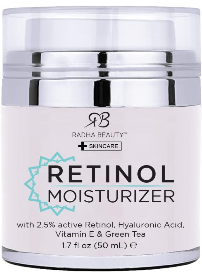 Radha beauty Radha Beauty Retinol Moisturiser Miracle Cream for Face - with Retinol, Hyaluronic Acid, Vitamin E and Green Tea. Best Night and Day Moisturising Cream 50ml - Image 1