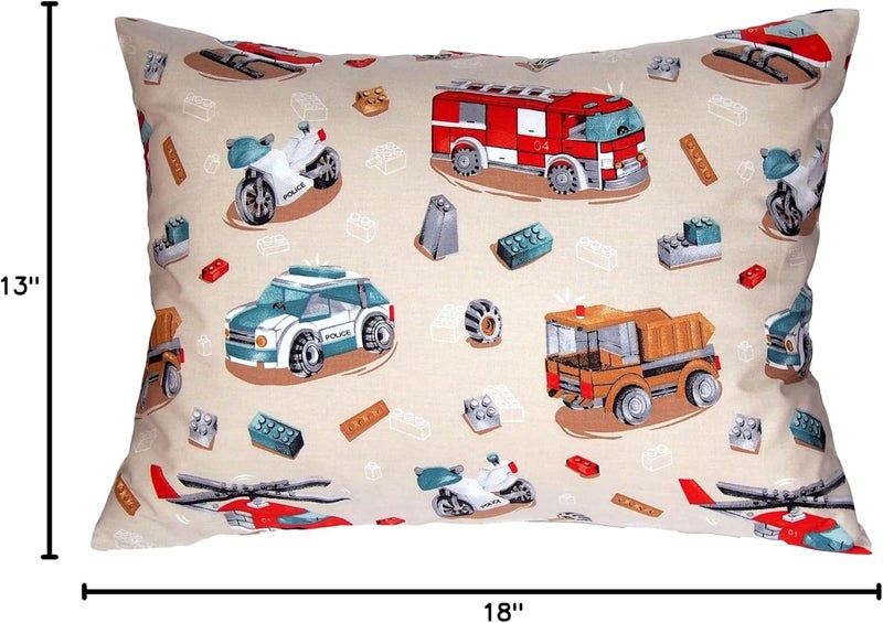 Comfy Turtles Cotton Toddler Pillowcase 13 x 18 - Police Pillow Case for Kids, Small Travel Pillow Case Toddler, Crib Pillows for Toddlers Bus Pillow Cover - Police - Image 3