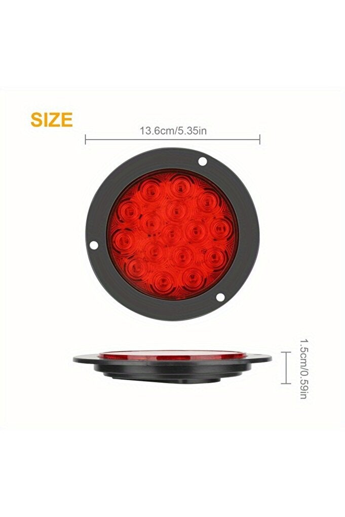 Red 1pc 16LED Round Tail Lights 10-30v Ip67 Waterproof Truck Trailer Tail Stop Turn Brake Lights Car - Image 2