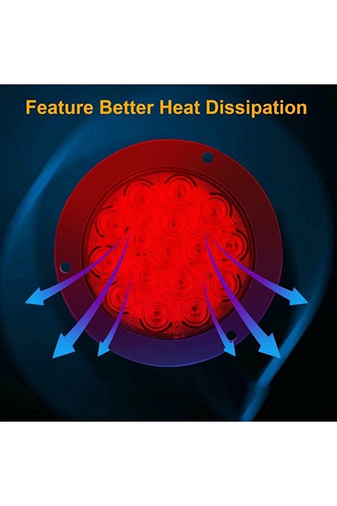 Red 1pc 16LED Round Tail Lights 10-30v Ip67 Waterproof Truck Trailer Tail Stop Turn Brake Lights Car - Image 4