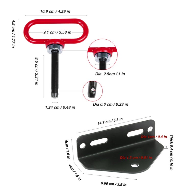 Universal Heavy Duty Magnetic Hitch Pin, Magnet Trailer Gate Pin for Mowers, Lawn Tractors  with 2 Bolts -1/2'' R-Clip - Image 4