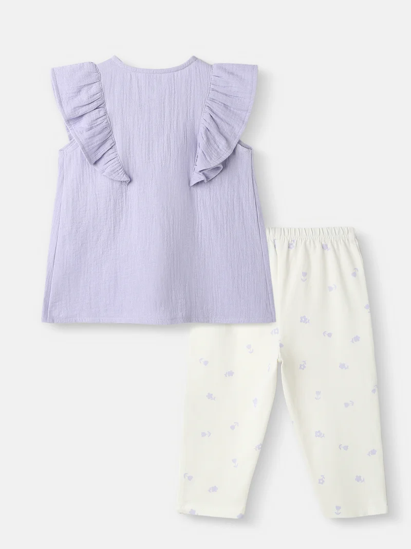 Nautinati Nautinati Girls' Sleeveless Top and Printed Leggings with Hairband