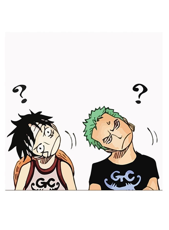 RYN Luffy And Zoro Themed Printed MDF Wall Art White/Black/Beige 30x30cm - Image 2