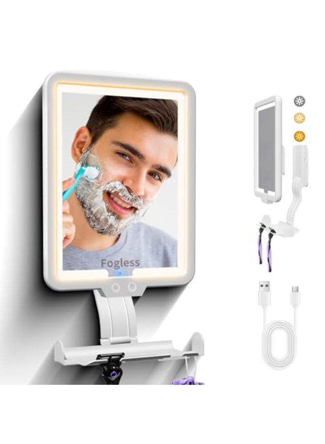 saiggnyy Instant Heated fog free Shower Mirror Fogless for Shaving for Women Makeup RemovingAnti fog Mirror for shower with 3Color Dimming LightRechargeable Lighted Mirror2Ways Wall Mounted Shower Mirrors - Image 1