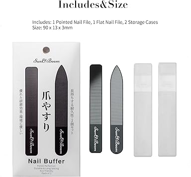 Sun&Beam Nails SunBeam Nails Glass Nail File Nano Nail Buffers Crystal Shine Polisher Professional Manicure Tools Kit with Box 2Pcs Set - Image 5