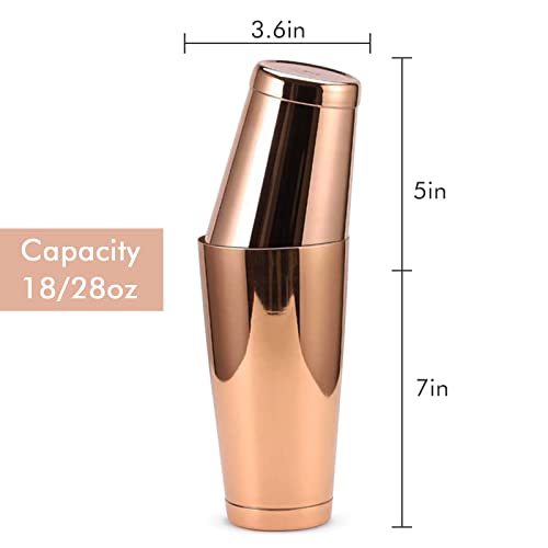LINALL خلاط بوسطن من الفولاذ المقاوم للصدأ - 2 قطعة 18 أونصة و 28 أونصة مجموعة خلاط كوكتيل محترف - CTSK0013 (نحاس) - Image 2