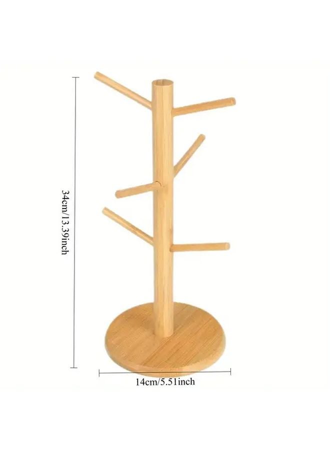 Variant Wooden Coffee Mug Holder With 6 Hooks Multi Compartment Cup Organizer Kitchen - Image 5