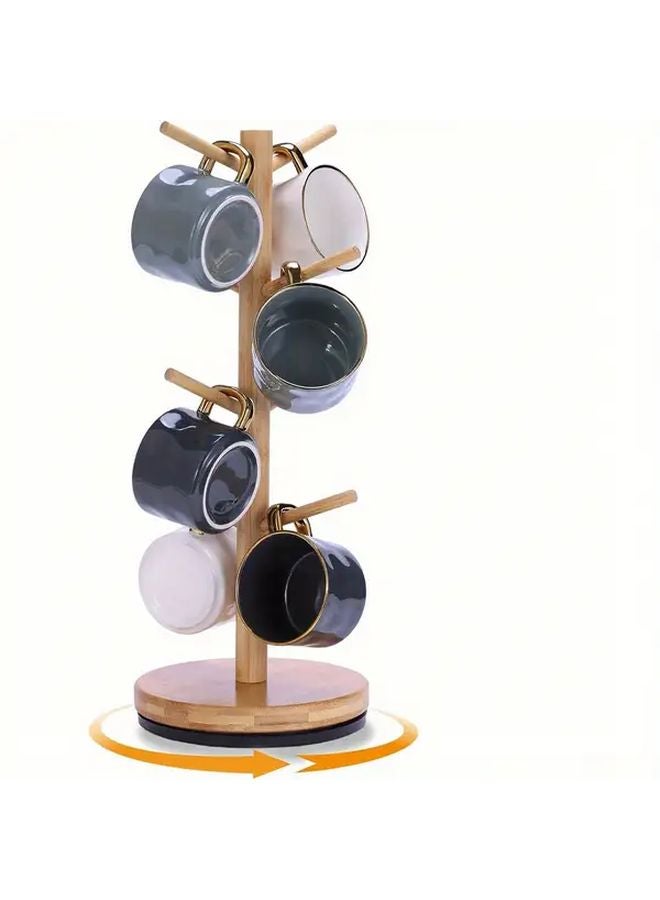 Variant Wooden Coffee Mug Holder With 6 Hooks Multi Compartment Cup Organizer Kitchen - Image 3
