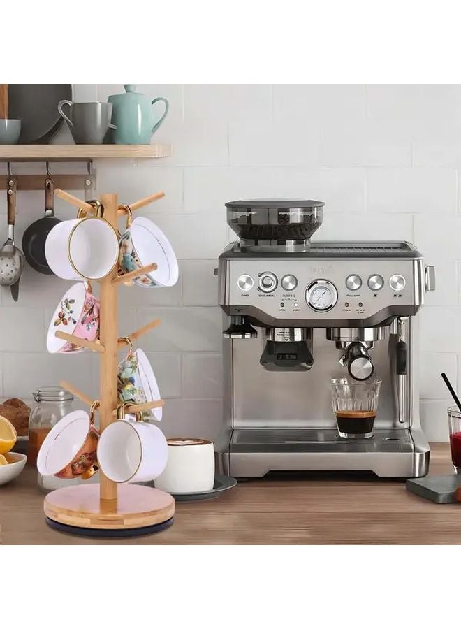 Variant Wooden Coffee Mug Holder With 6 Hooks Multi Compartment Cup Organizer Kitchen - Image 2