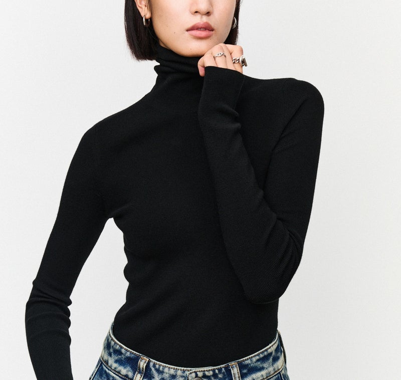 Word of Mouth Backing King_OTW Technology German Yangzi 120s Wool High Elastic Body Shaping Knitted Backing Shirt Women Tea brown - Image 2